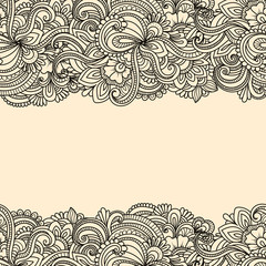 Floral frames. Decorative vector design elements. Black and white monochrome background. 
