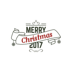 Merry Christmas 2017 typography wish sign. Vector illustration of Christmas calligraphy label. Use for holiday photo overlays, tee designs, new year card