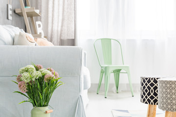 Light room with upholstered stools
