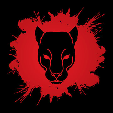 Black Panther Head designed on splash blood background graphic vector.