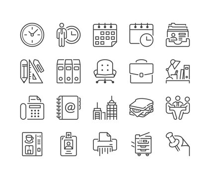 office thin line icons