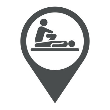 Icono plano localizacion masajista gris