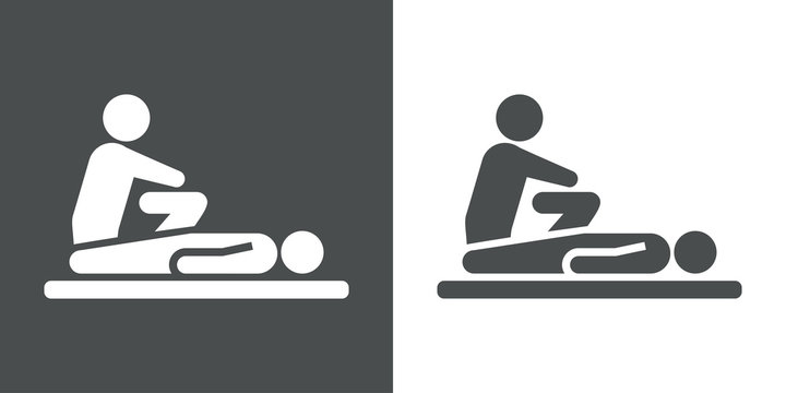 Icono plano masajista gris y blancos