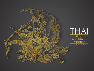Thai art element Traditional gold for greeting cards - 127677303