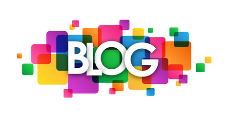 "BLOG" Overlapping Letters Multicoloured Vector Icon 