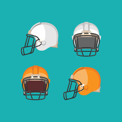 American Football White and Orange Helmet Isolated