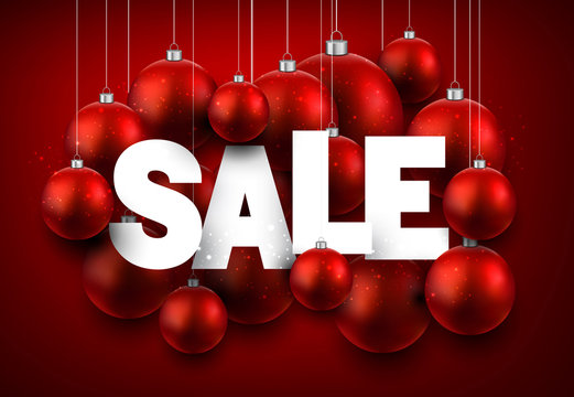 Red Sale Background With Balls.