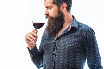 bearded man with wine