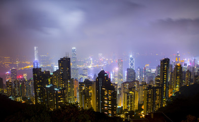 Fototapeta premium Night iew of Hong Kong from Victoria Peak