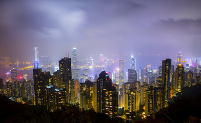 Fototapeta na wymiar Night iew of Hong Kong from Victoria Peak