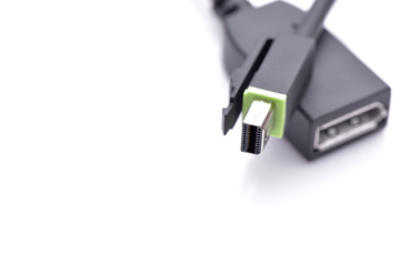 Display port and mini display port connectors isolated on white