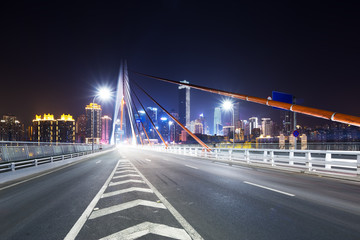 modern bridge in chongqing new city at night