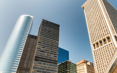 Fototapeta premium Downtown Manhattan buildings as seen from the street
