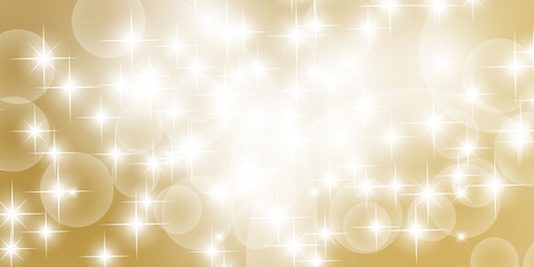 Abstract bokeh with gold background. Festive defocused lights