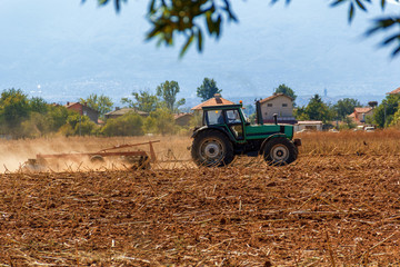 Tractor in a farmer field