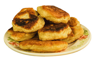 Fototapeta na wymiar Cheese pancakes - Rosy pancakes with pot cheese