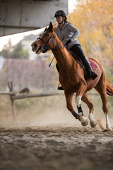Young girl riding a horse