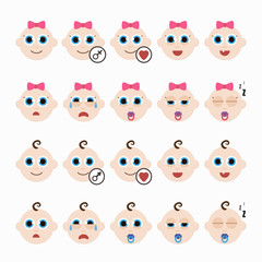 Fototapeta premium Set of cute baby emoticons.