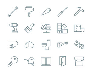 Set of construction, repair tools vector icons