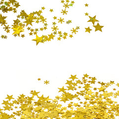 Frohe Weihnachten: Goldsternchen vor weißem Hintergrund :)