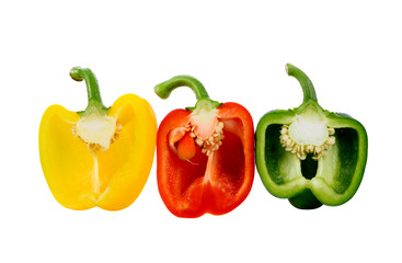 Sliced pepper isolated on white background
