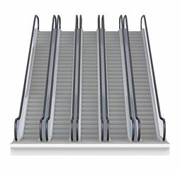 series of escalators front view. 3d rendering