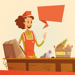 Saleswoman Retro Illustration