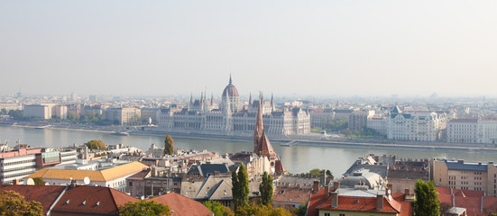 View on center of Budapest by the Danube in Hungary