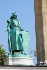 Statue of Hungarian King Charles I in Budapest, Hungary - obrazy, fototapety, plakaty