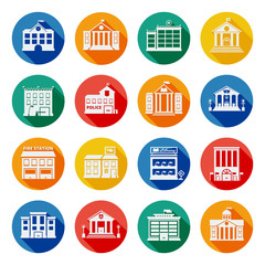 Government Buildings Flat Icons 
