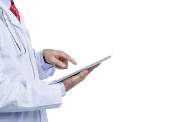 Doctor, tablet, clinic.