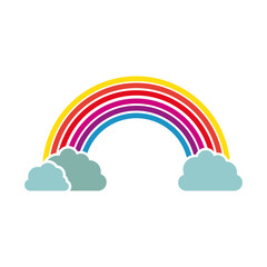 silhouette colorful with rainbow and clouds vector illustration