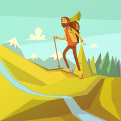 Hiking And Mountaineering Illustration 