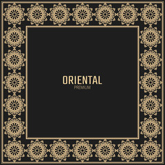 Vector geometric frame oriental style. Square vector border for design. Islamic border.