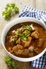 Beef goulash with tomatoes