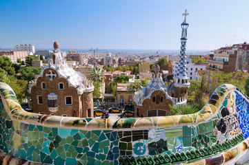 Fototapeta na wymiar The Park Guell in Barcelona - Spain.