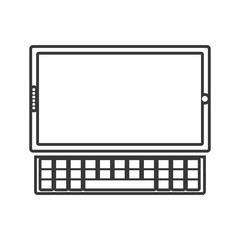 contour color monochrome tablet touch with keyboard vector illustration