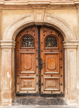 Old vintage building entrance door