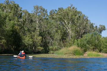 Couple in canoe at Lawn Hill Gorge, Queensland, Australia