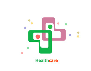 Fototapeta premium Medical Cross Logo Pharmacy natural eco Clinic design template. Medicine Health care Logotype. Ecology Green Healthcare icon.