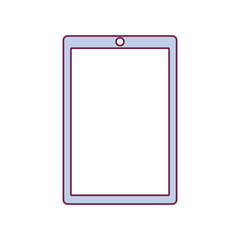 contour tablet touch in light purple color vector illustration