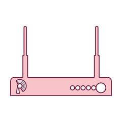 contour wireless router in light pink color vector illustration