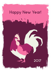 New year postcard with rooster
