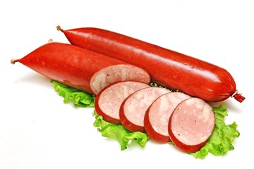 chicken sausages isolated on a white 