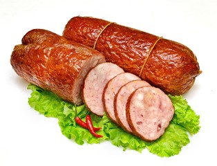 chicken sausages isolated on a white 