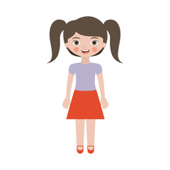 pretty girl with ponytails and skirt vector illustration