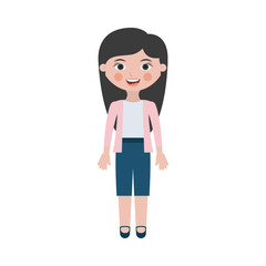 woman smiling with jacket and shorts vector illustration
