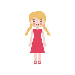 blond girl with braided hair and dress vector illustration