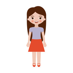 teenager with long hair and skirt vector illustration