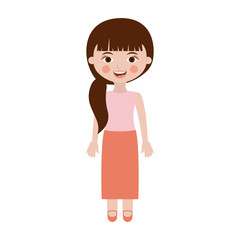 cute girl with side ponytail vector illustration